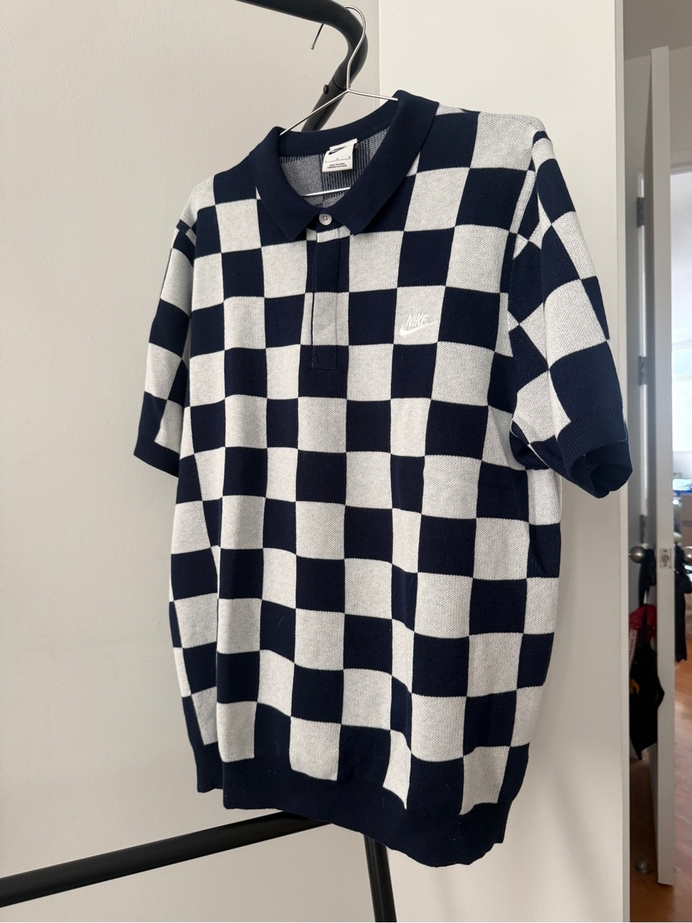 Nike Kids Navy & White Checkerboard Polo